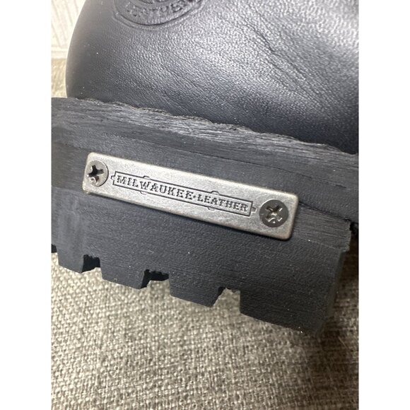 Milwaukee Leather Mens Black Biker Boots 8.5 EEEE Wide Genuine Leather - Picture 7 of 10